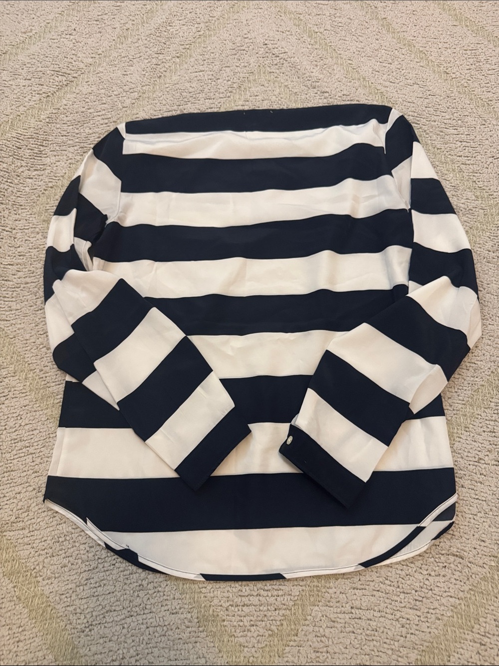 Gap Designed & Crafted Navy White Stripe Long Sleeve Blouse XS Pocket Top - Picture 3 of 3
